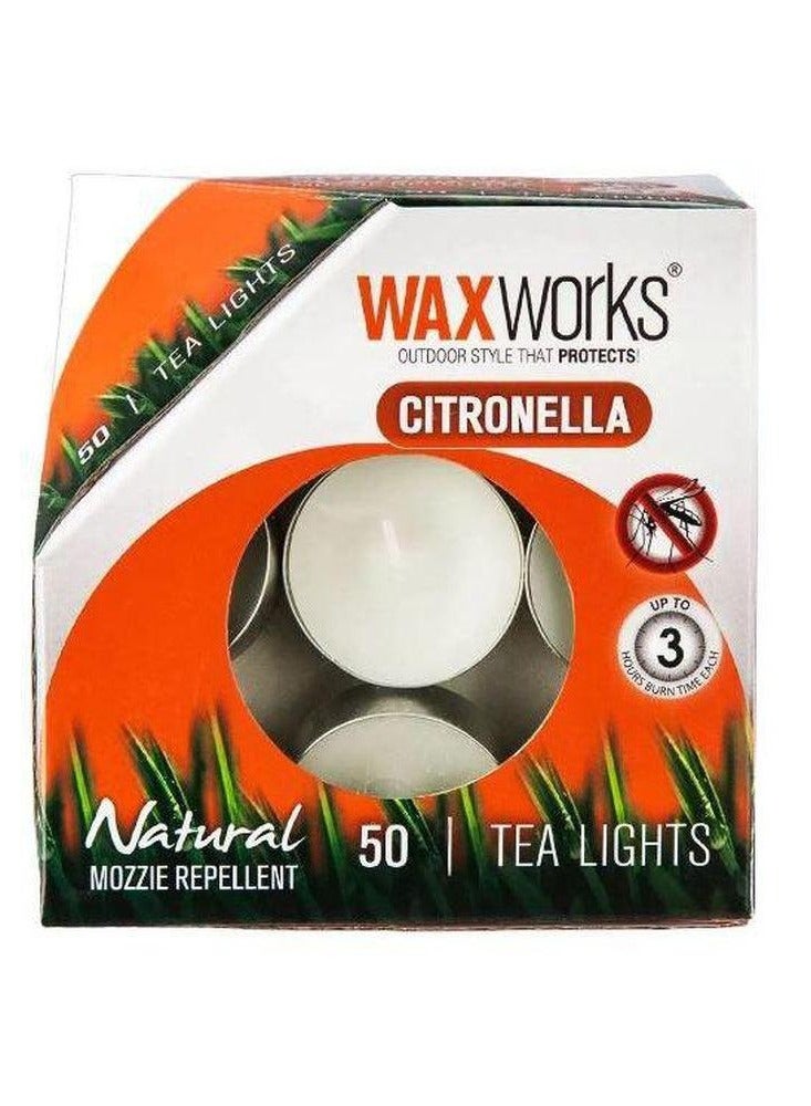 Waxworks Natural Mosquito Repellent Tea Lights 50 Pcs